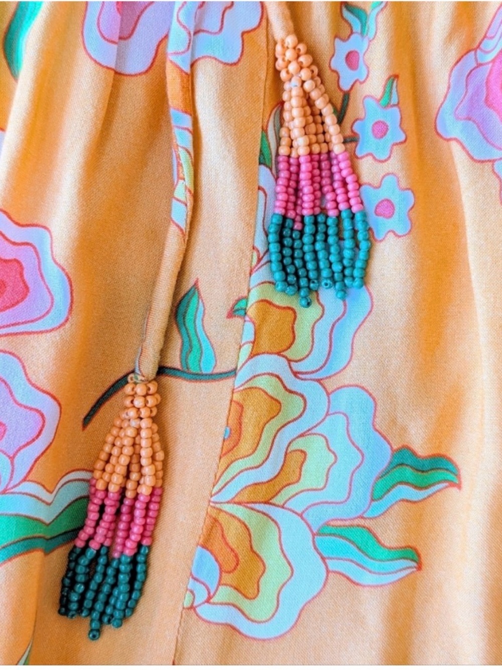 FARM Rio x Anthropologie Vibrant Smocked Floral Wide-Leg Pants, NWT - Picture 5 of 7